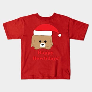 Happy Howlidays! Dog in Christmas Hat Kids T-Shirt